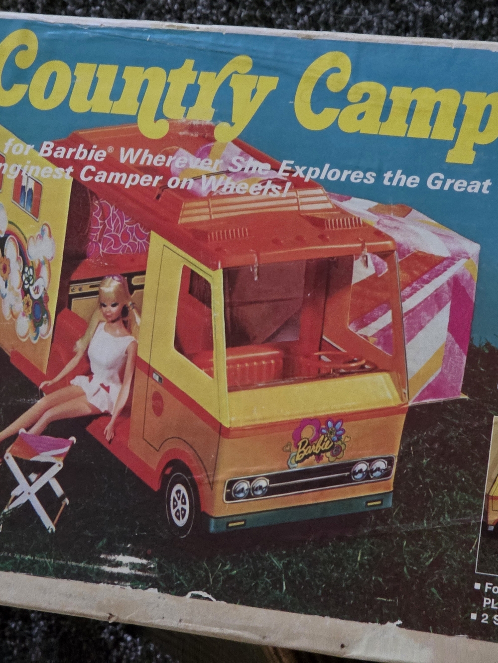 Barbie Yellow and Red Country Camper Van with Floral Decal